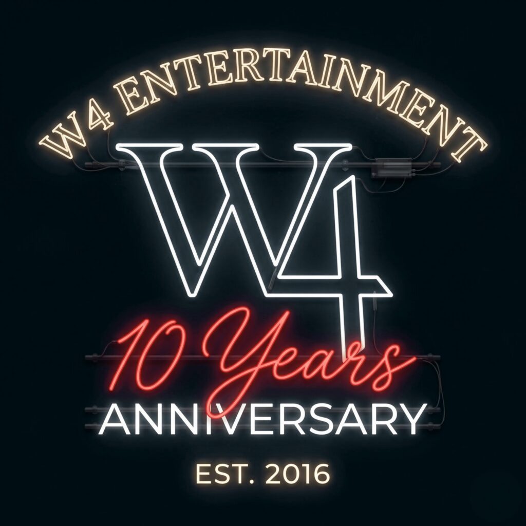 W4 Entertainment 10 Year Anniversary emblem, established 2016